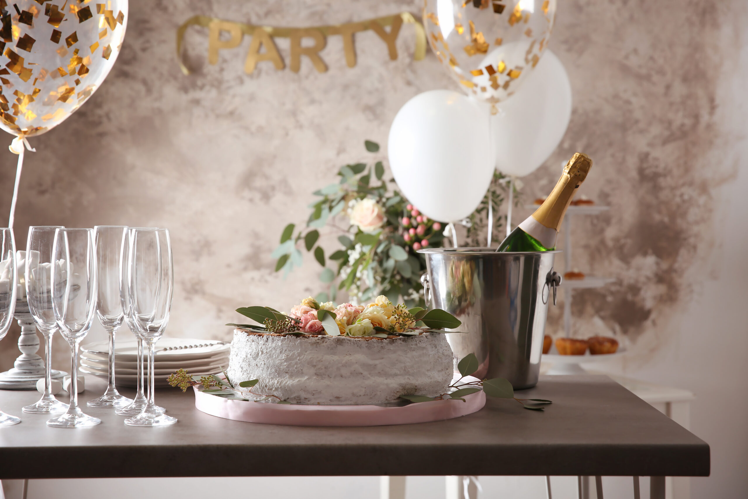 Table served for Birthday dinner in living room